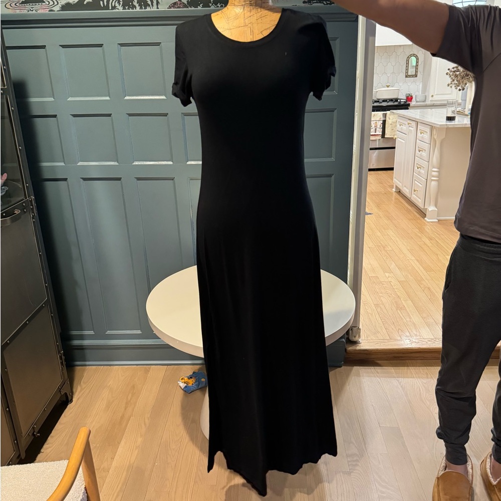 Black Maxi Tee Shirt Dress, Size M